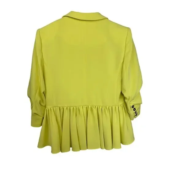 CINQ À SEPT Kourtney Ruffled Blazer Yuzu Size 6 - Picture 11 of 12